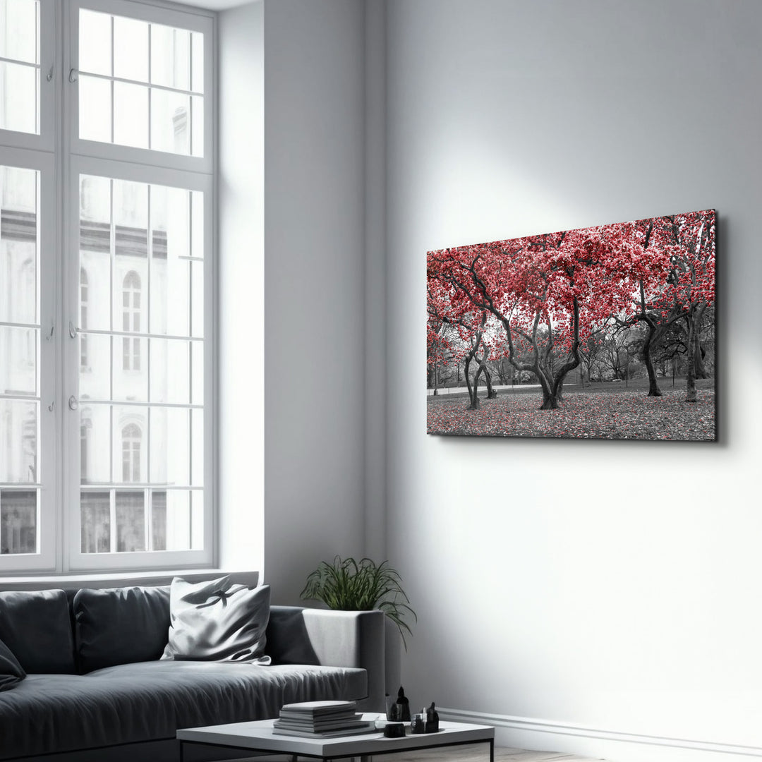 ・"Red Tree 2"・Glass Wall Art - ArtDesigna Glass Printing Wall Art