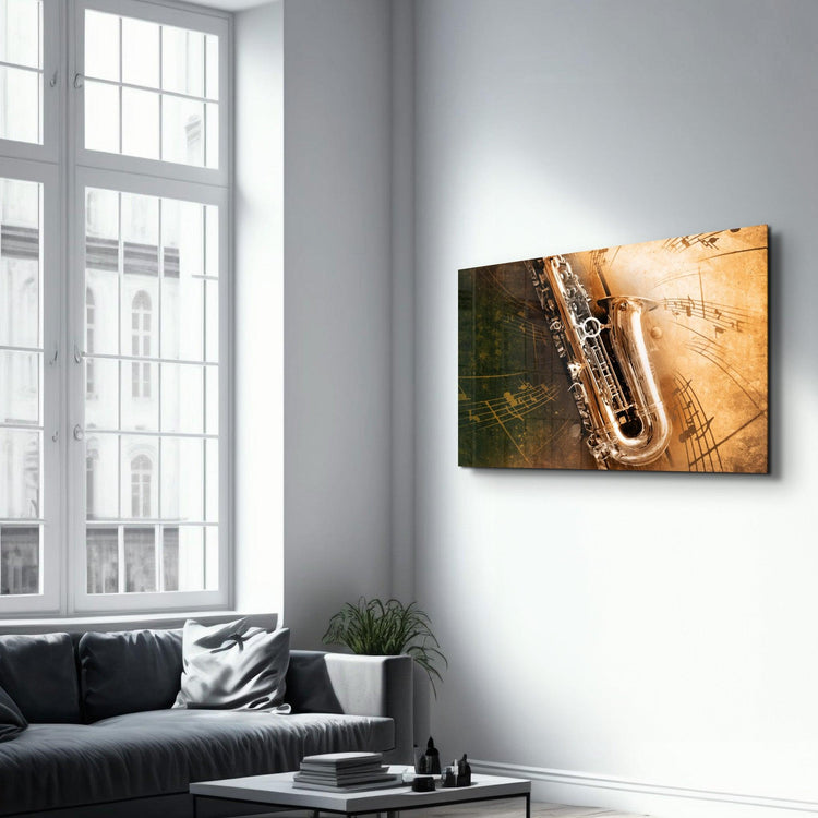 ・"Music (Saxophone)"・Glass Wall Art - ArtDesigna Glass Printing Wall Art