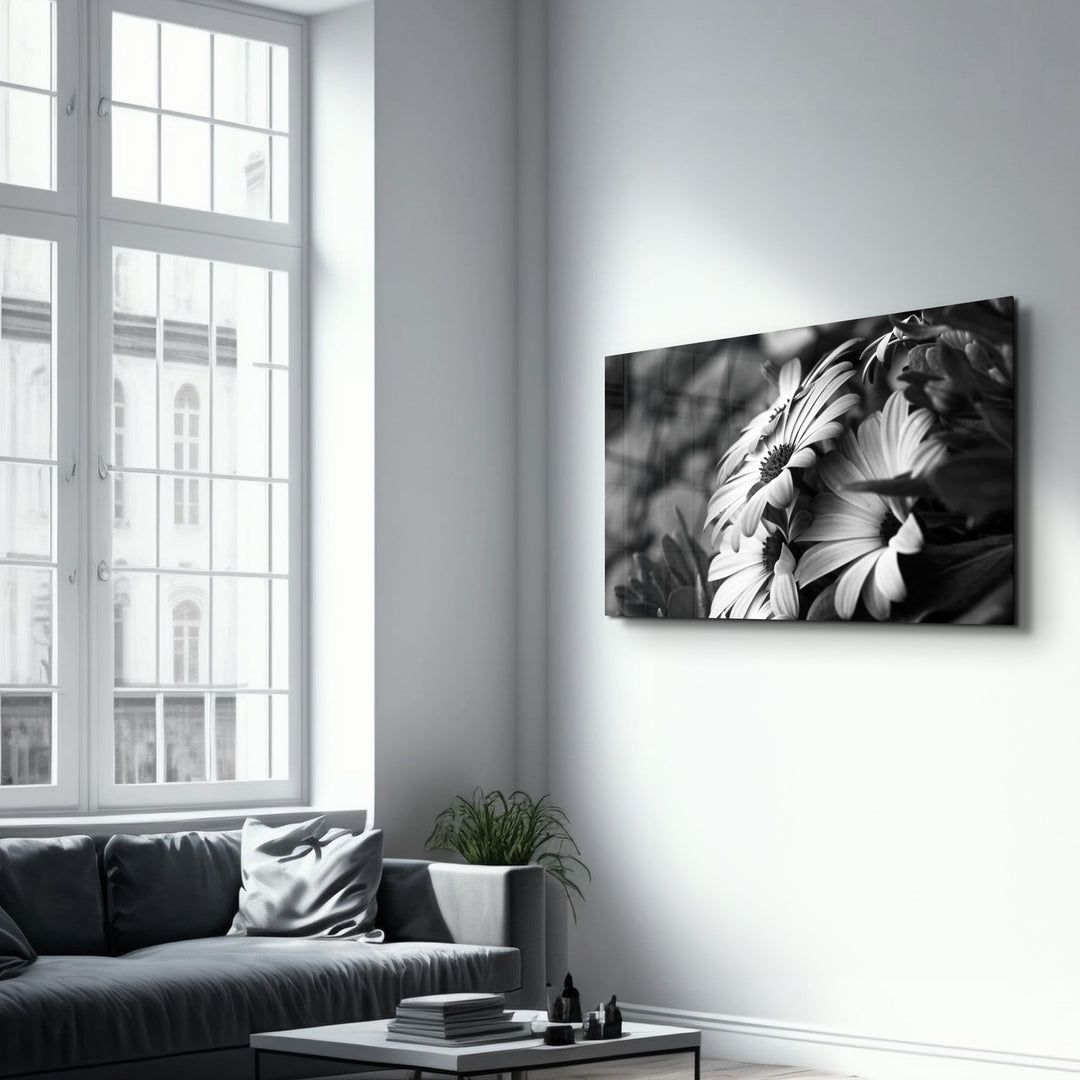 ・"Black - White Flower"・Glass Wall Art - ArtDesigna Glass Printing Wall Art