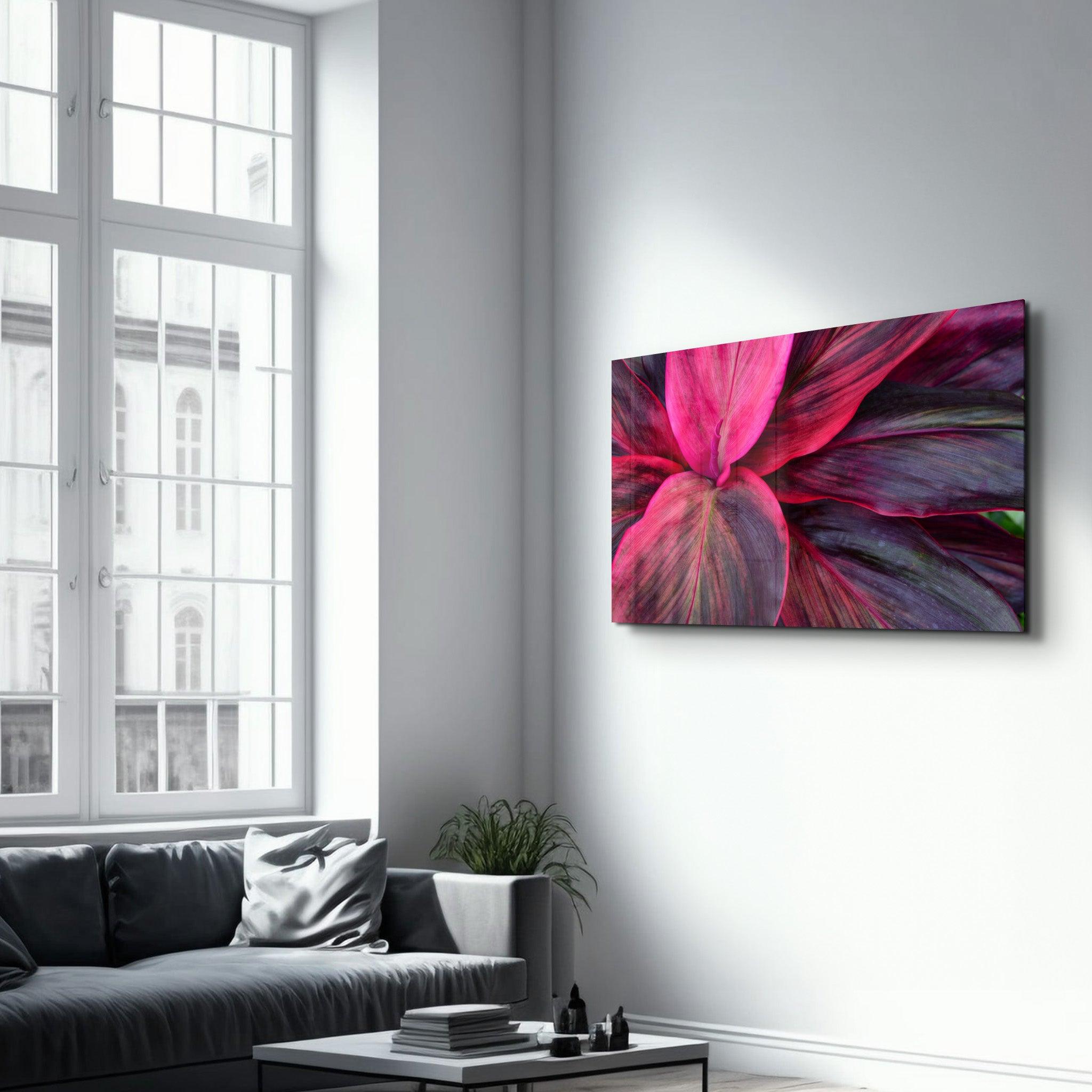 Pink Leaves | Glass Wall Art - ArtDesigna Glass Printing Wall Art