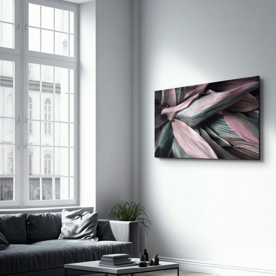 ・"Pink Leaves V2"・Glass Wall Art - ArtDesigna Glass Printing Wall Art