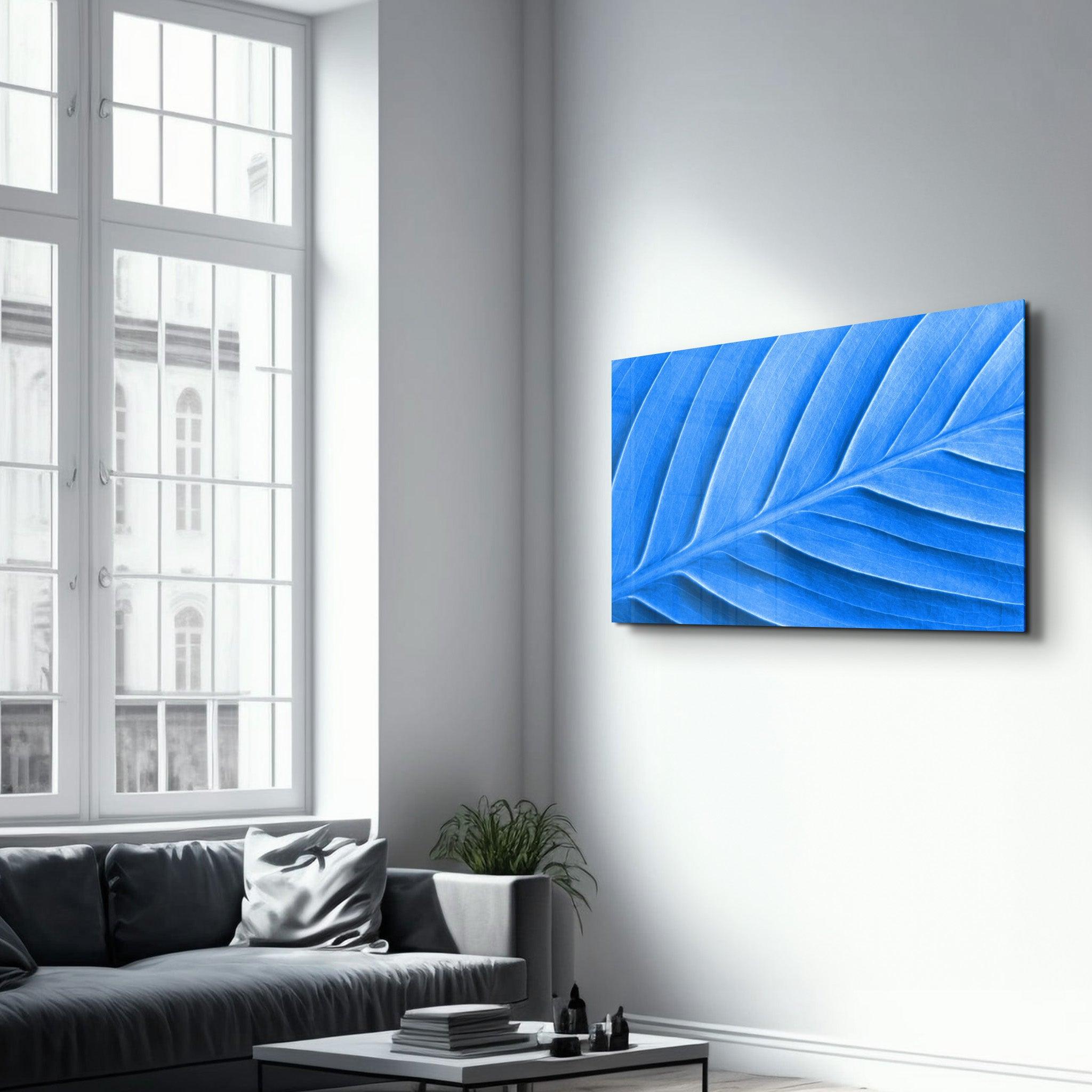 Blue Leaf | Glass Wall Art - ArtDesigna Glass Printing Wall Art