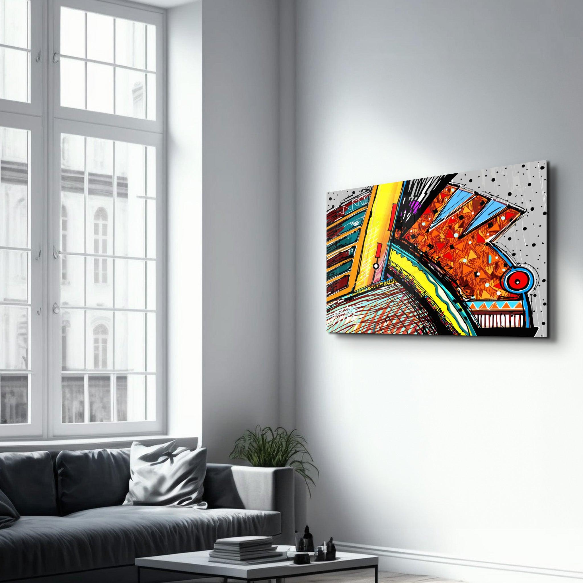 Abstract Fish Machine | Glass Wall Art - ArtDesigna Glass Printing Wall Art