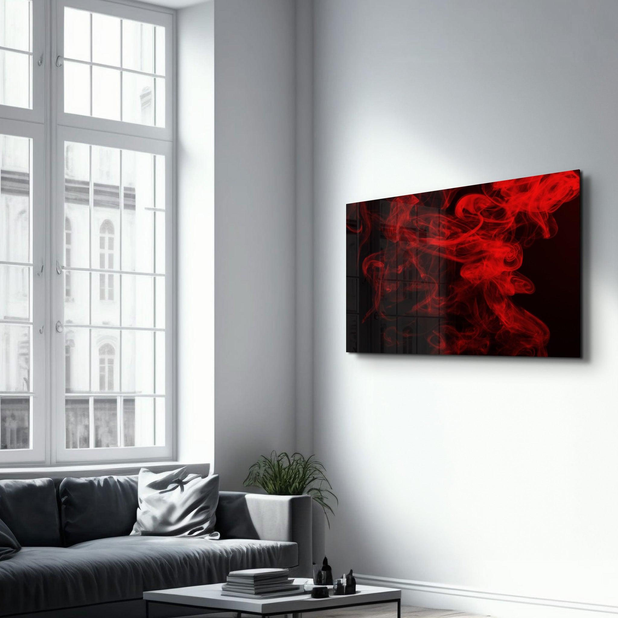 Red Smoke2 | Glass Wall Art - ArtDesigna Glass Printing Wall Art