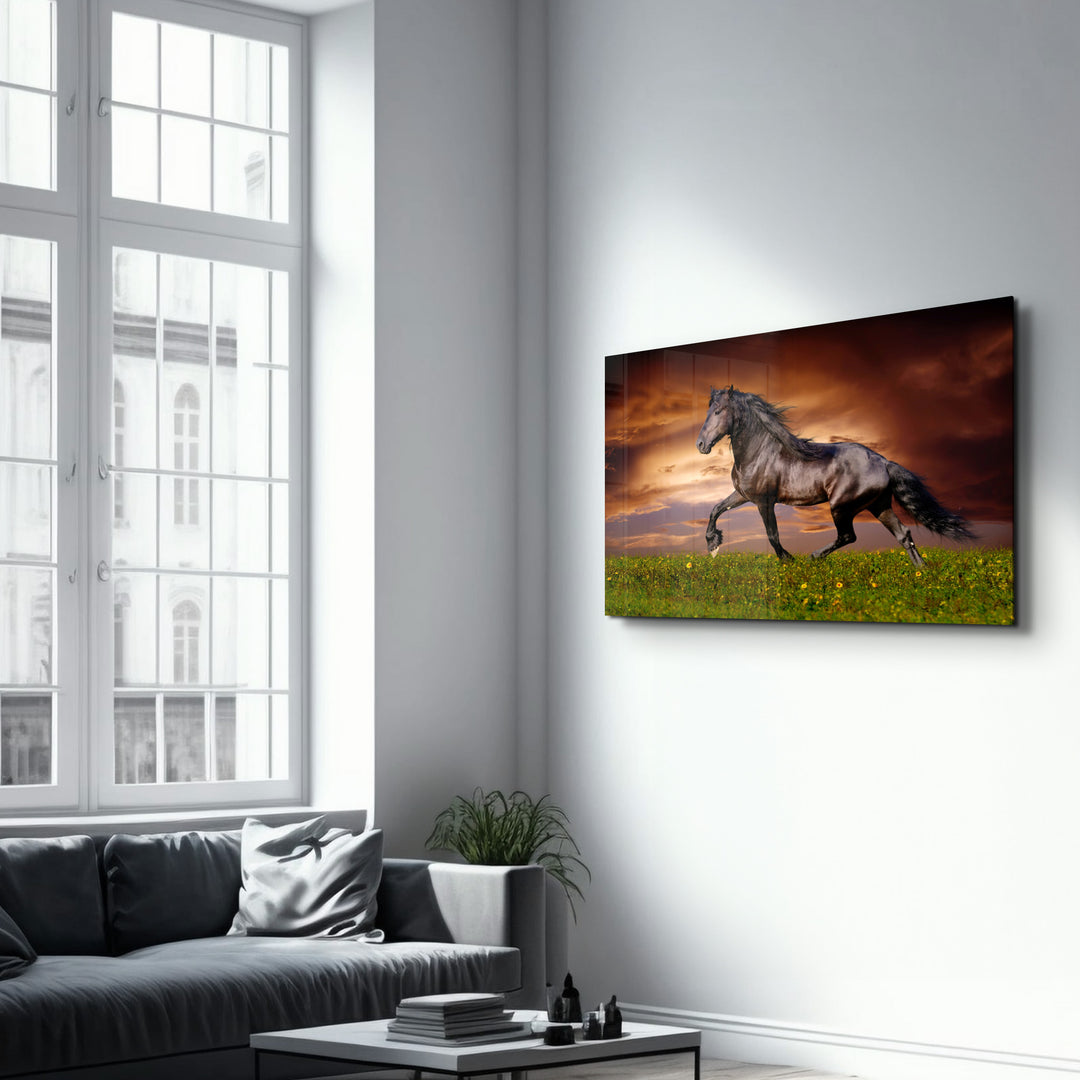 ・"Horse in the Wind"・Glass Wall Art - ArtDesigna Glass Printing Wall Art