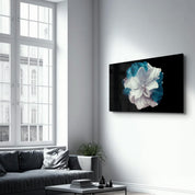Flower with Blue Leaves | Glass Wall Art - ArtDesigna Glass Printing Wall Art