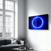 Blue Circle Light | Glass Wall Art - Artdesigna