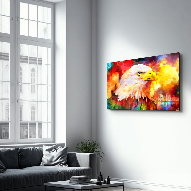 ・"Abstract Colorful Eagle"・Glass Wall Art - ArtDesigna Glass Printing Wall Art