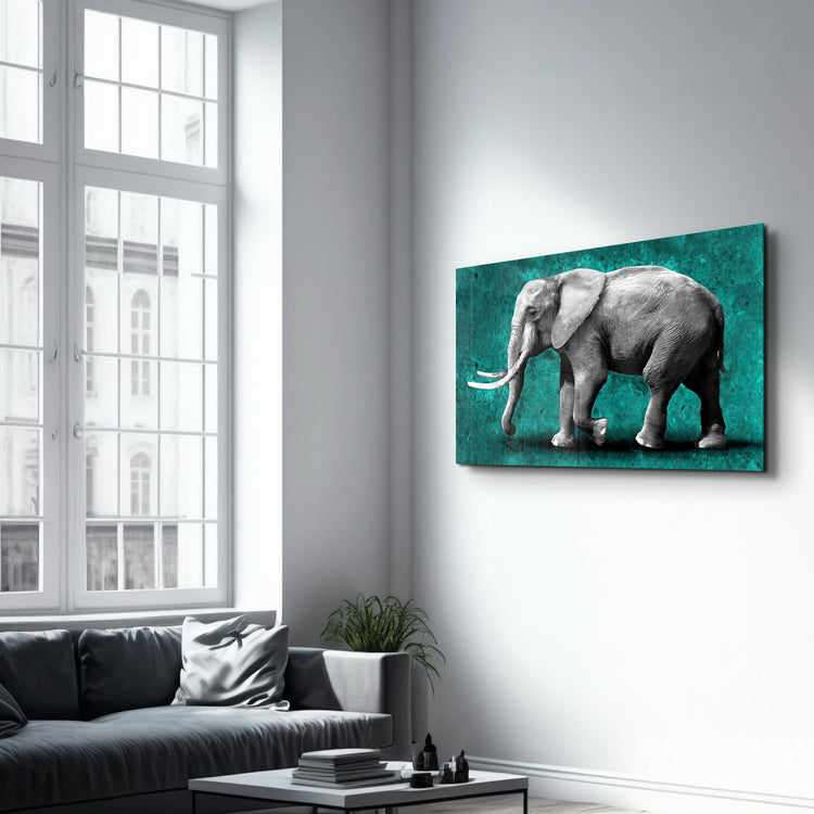 ・"Elephant Green"・Glass Wall Art - ArtDesigna Glass Printing Wall Art