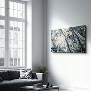 Gray Blue Marble with Golden Dust | Glass Wall Art - ArtDesigna Glass Printing Wall Art