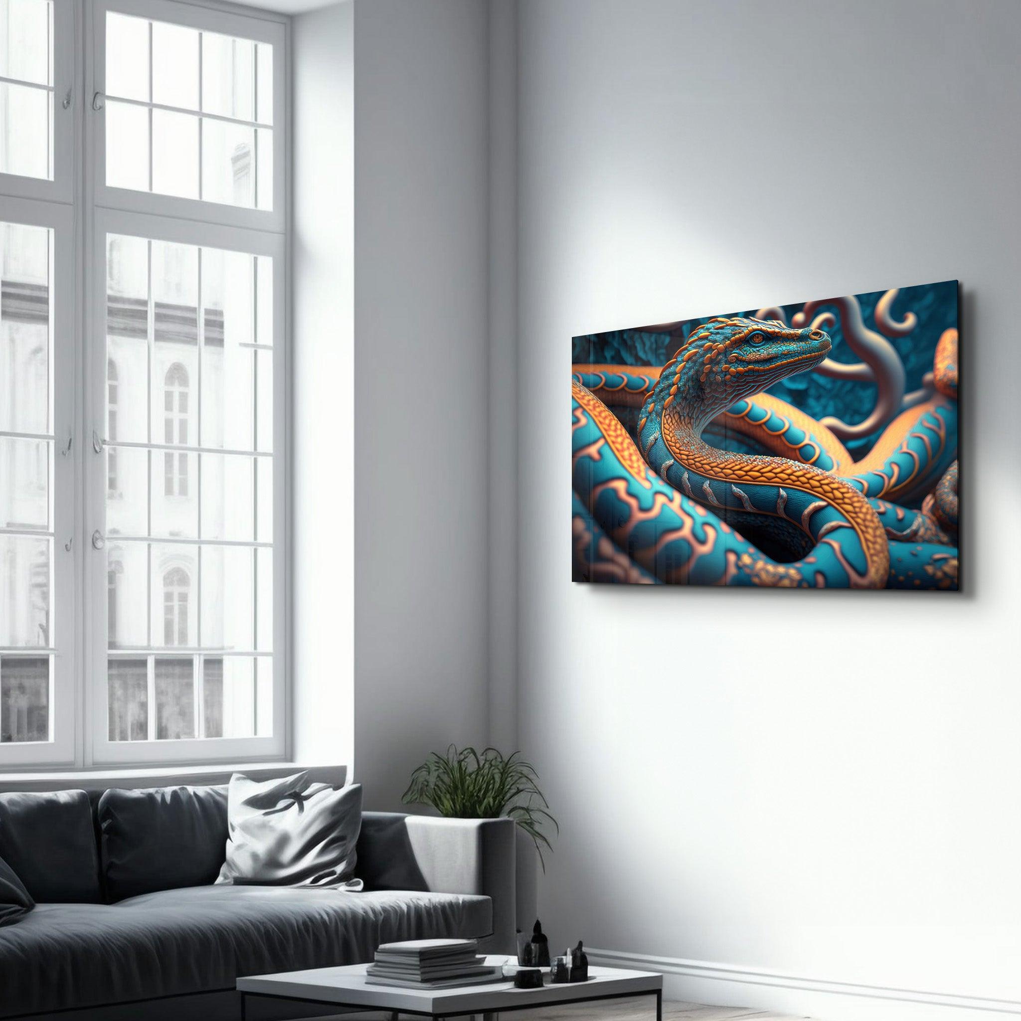 Snake Dragon | Secret World Collection Glass Wall Art - Artdesigna