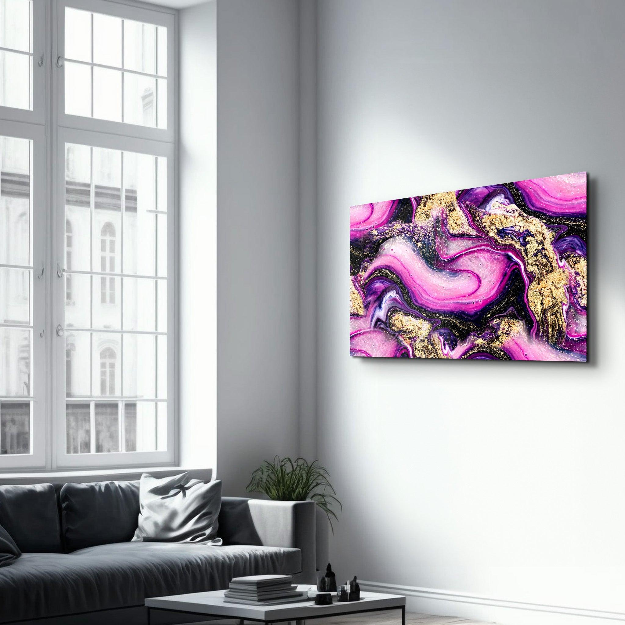 Marble Collection H14 - PinkPurple | Glass Wall Art - ArtDesigna Glass Printing Wall Art
