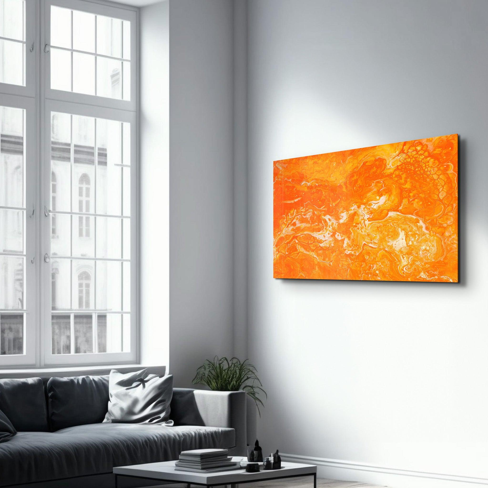 Marble Collection H18 - Orange Juice | Glass Wall Art - Artdesigna