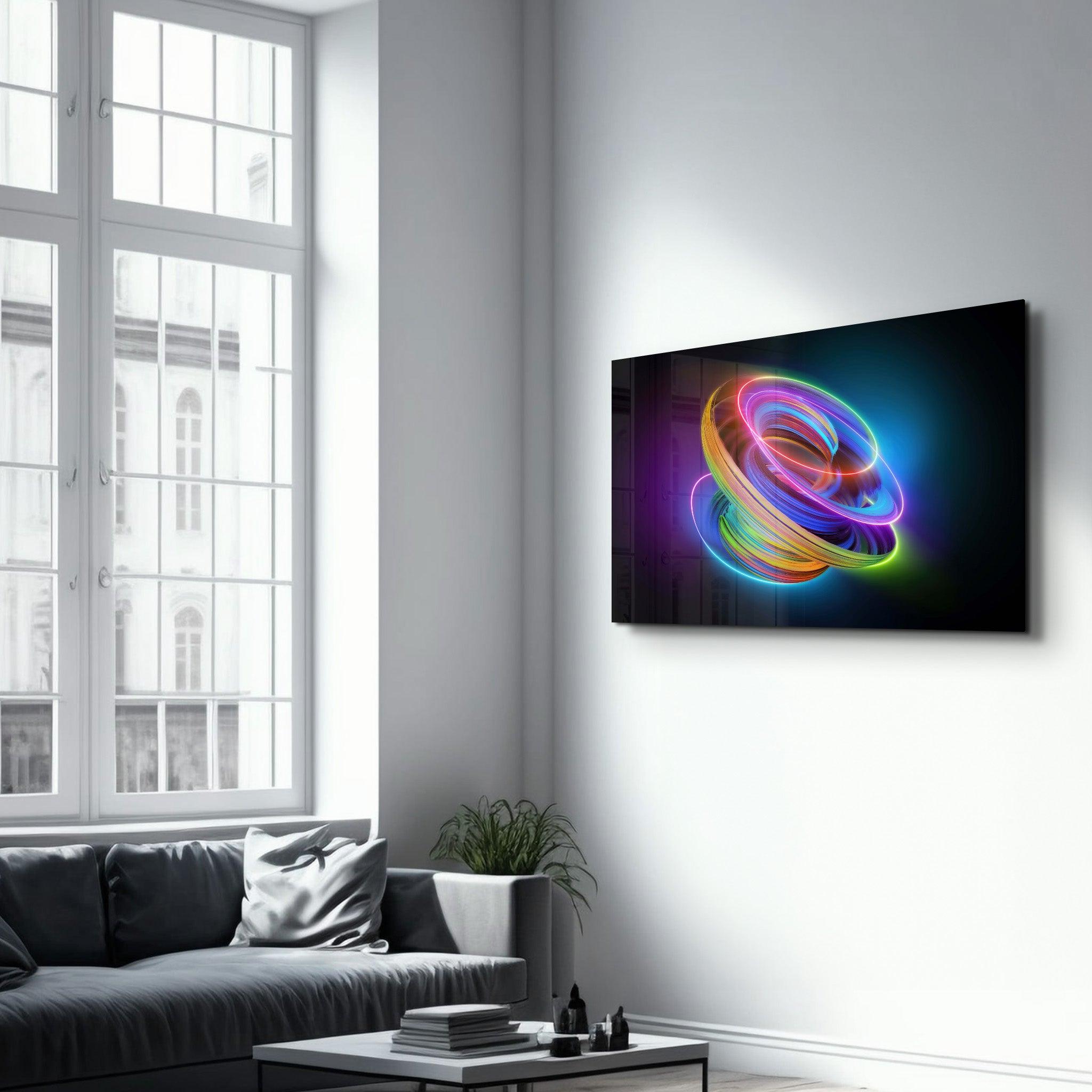 Neon Lines 2 | Glass Wall Art - ArtDesigna Glass Printing Wall Art