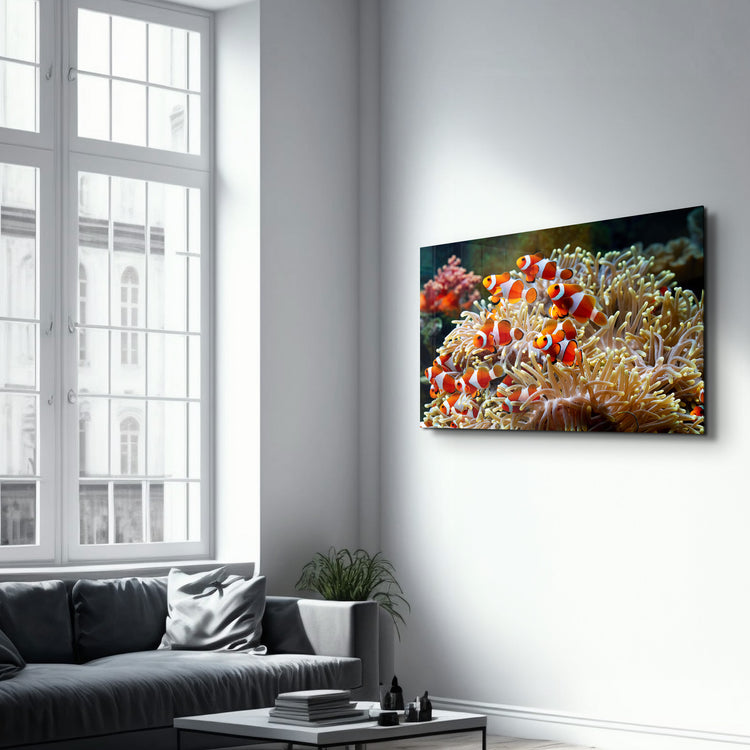 ・"Fishes on Corals"・Glass Wall Art - ArtDesigna Glass Printing Wall Art