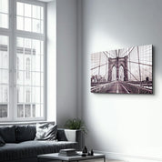 Brooklyn Bridge Retro Bronze | Glass Wall Art - ArtDesigna Glass Printing Wall Art