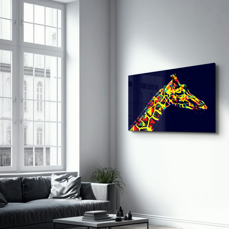 ・"Colormix Giraffe"・Glass Wall Art - ArtDesigna Glass Printing Wall Art