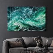 Green Waves | Glass Wall Art - ArtDesigna Glass Printing Wall Art