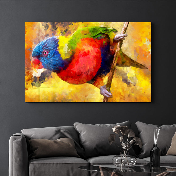 ・"Abstract Colorful Parrot"・Glass Wall Art - ArtDesigna Glass Printing Wall Art