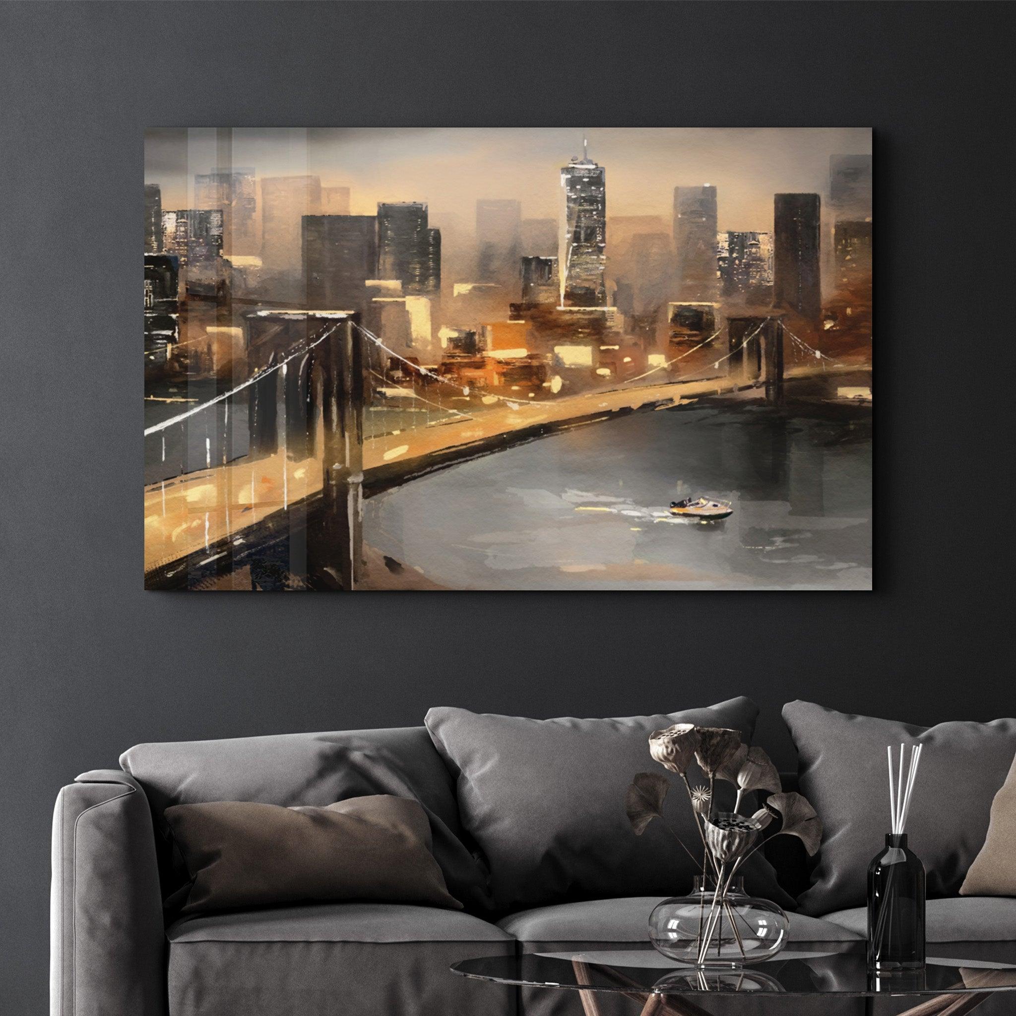 Oil Painting Bridge | Glass Wall Art - ArtDesigna Glass Printing Wall Art