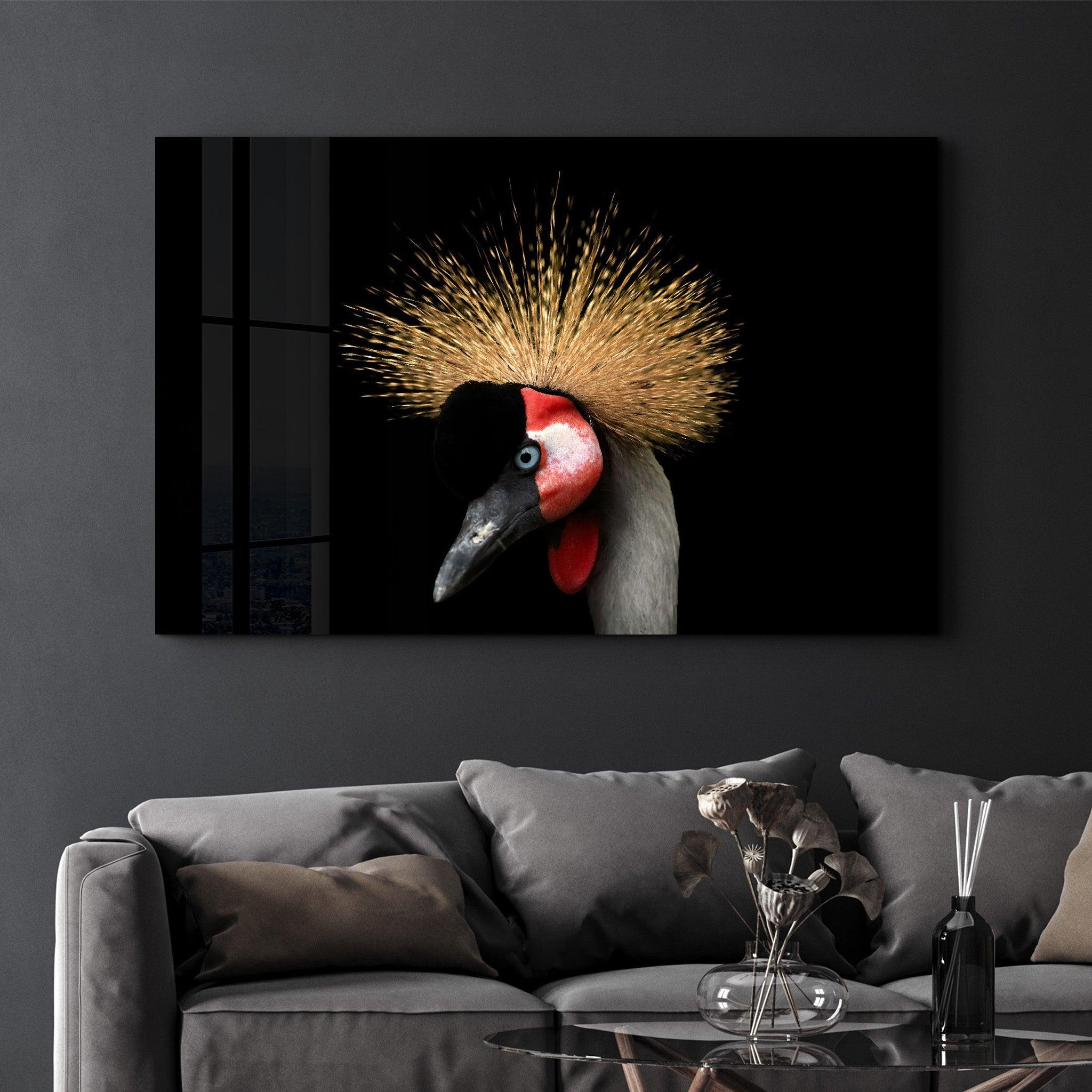 Crowned Crane | Glass Wall Art - ArtDesigna Glass Printing Wall Art
