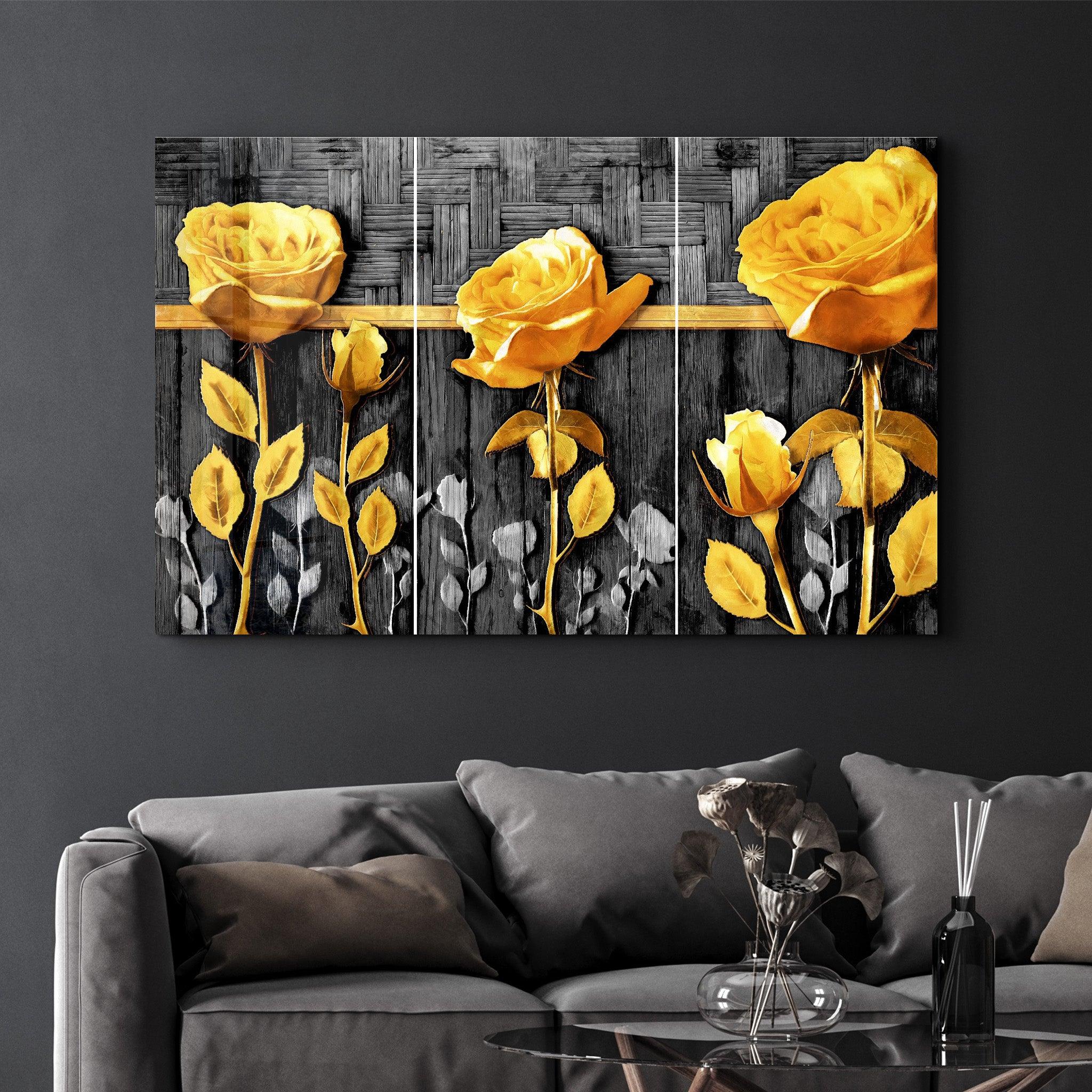 Yellow Flowers | Glass Wall Art - ArtDesigna Glass Printing Wall Art