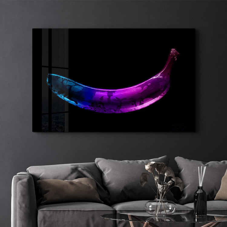 ・"Abstract Blue and Purple Banana"・Glass Wall Art - ArtDesigna Glass Printing Wall Art