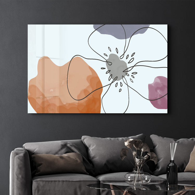 ・"Abstract Shapes and Flower"・Glass Wall Art - ArtDesigna Glass Printing Wall Art