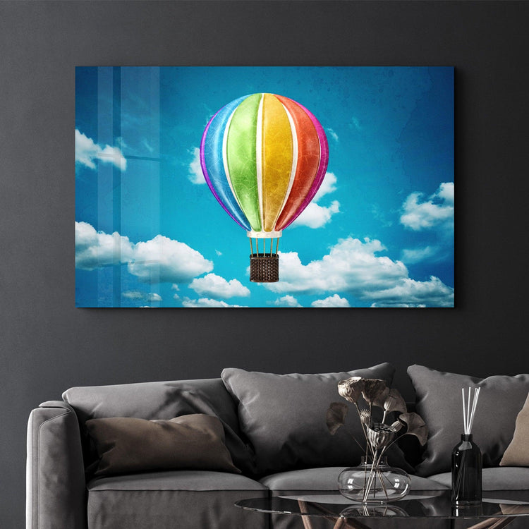 ・"Rainbow Air Balloon"・Glass Wall Art - ArtDesigna Glass Printing Wall Art