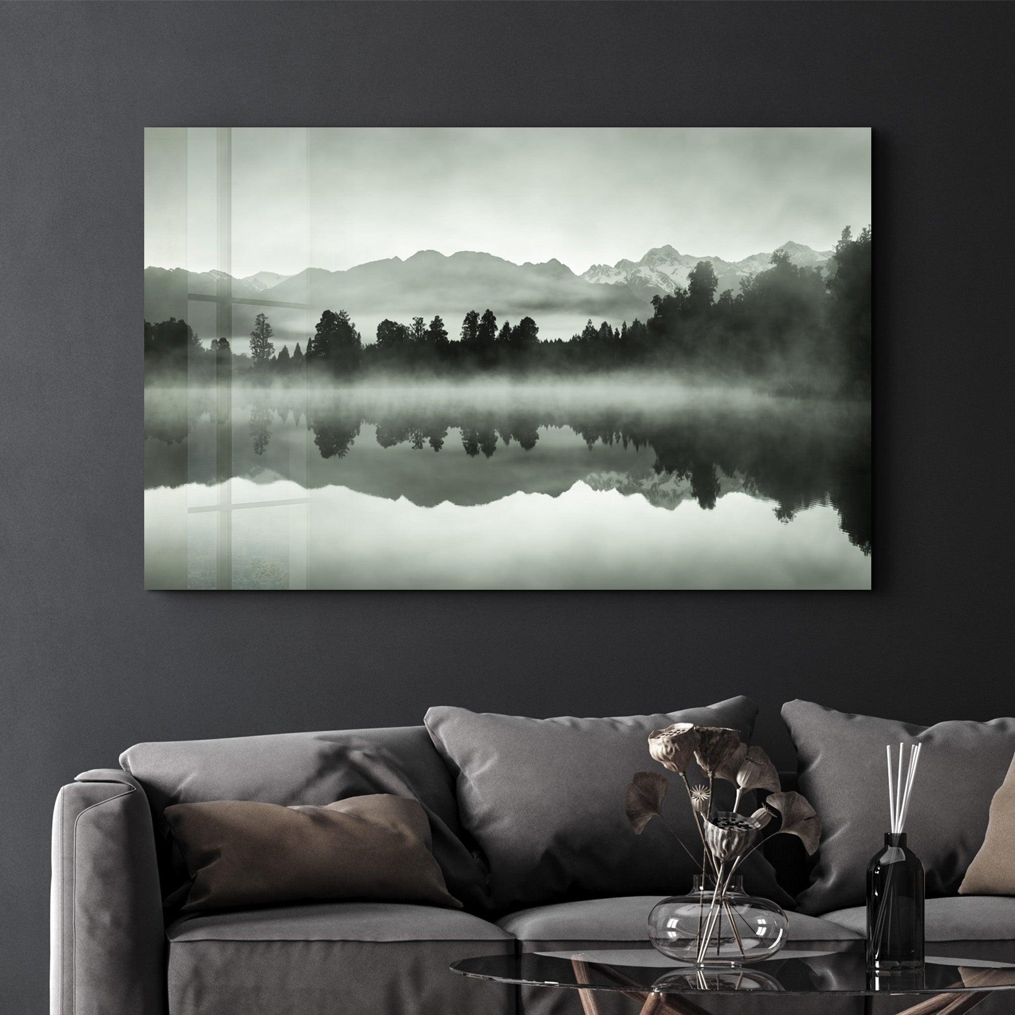 Foggy Lake | Glass Wall Art - ArtDesigna Glass Printing Wall Art