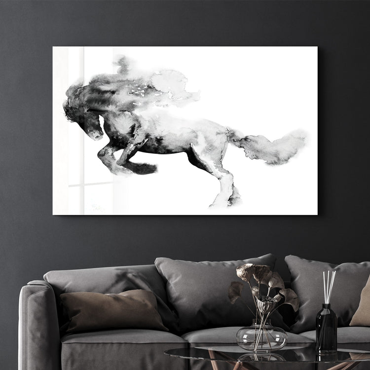 ・"Running Horse Silhouette"・Glass Wall Art - ArtDesigna Glass Printing Wall Art