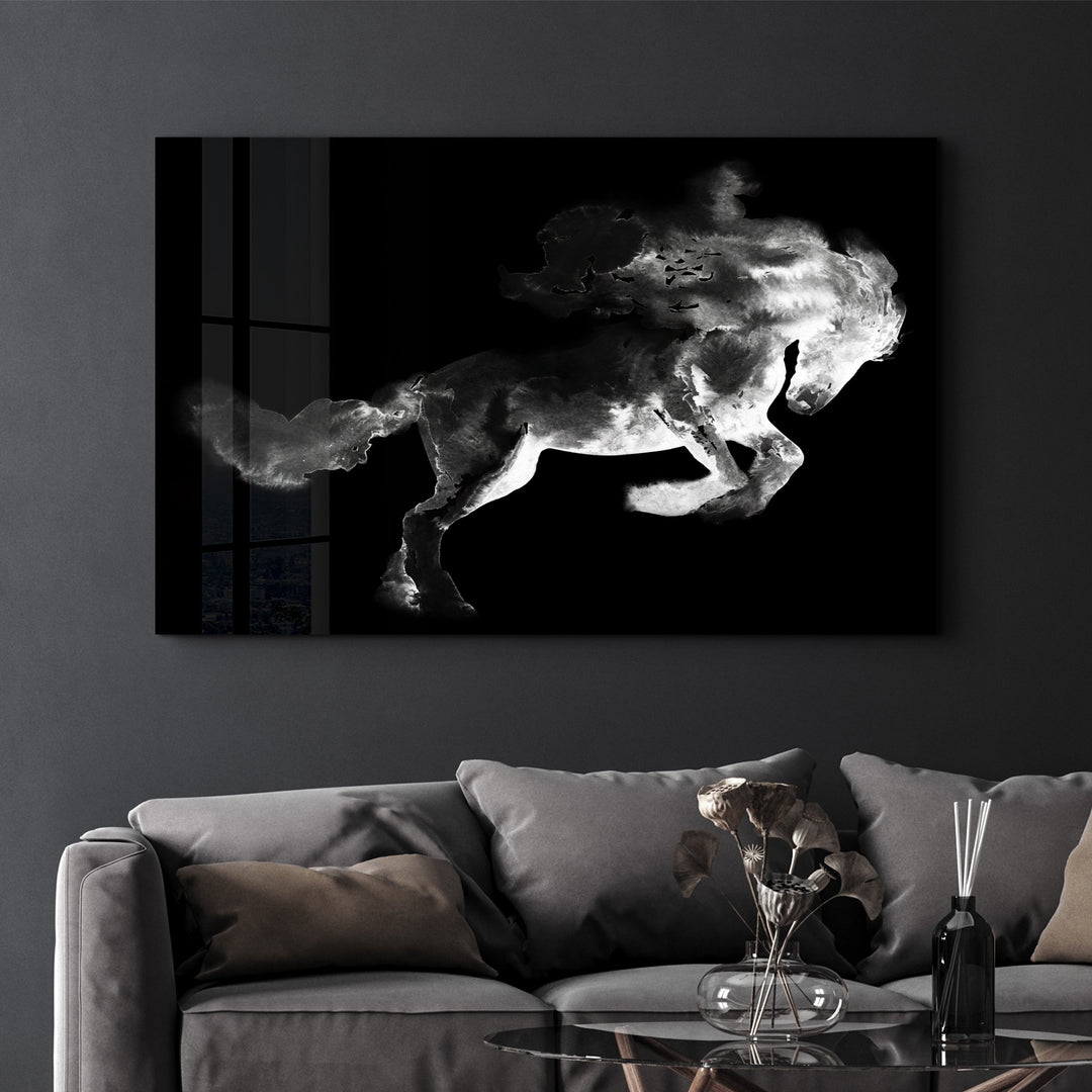 ・"Running Horse Silhouette V2"・Glass Wall Art - ArtDesigna Glass Printing Wall Art