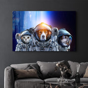 Dog&Cat With Space Suits | Glass Wall Art - ArtDesigna Glass Printing Wall Art