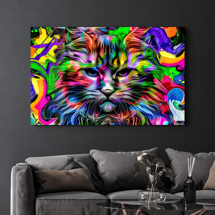 ・"Colorful Cat"・Glass Wall Art - ArtDesigna Glass Printing Wall Art