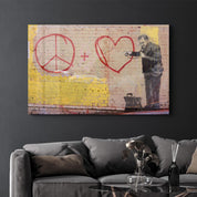 Banksy - Love and Peace | Glass Wall Art - ArtDesigna Glass Printing Wall Art