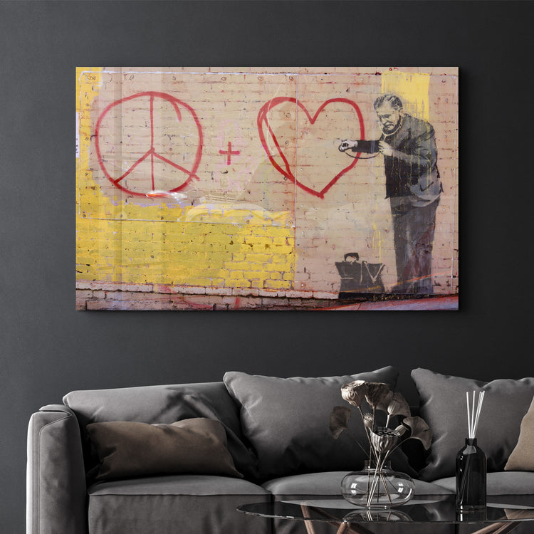・"Banksy - Love and Peace"・Glass Wall Art - ArtDesigna Glass Printing Wall Art
