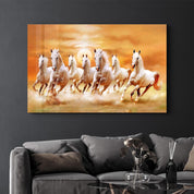 Lucky 7 Running Horses | Glass Wall Art - Artdesigna