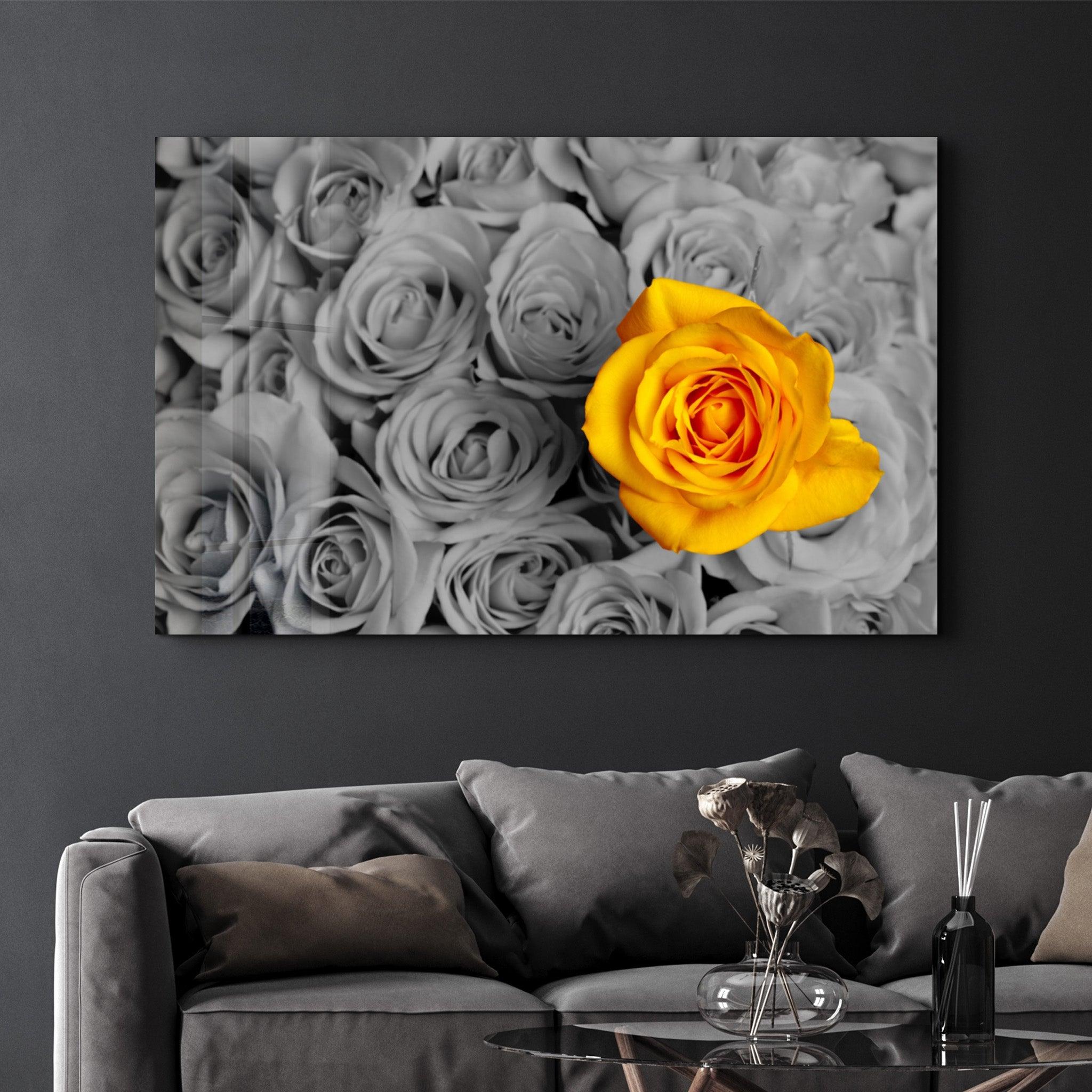 Yellow Rose | Glass Wall Art - ArtDesigna Glass Printing Wall Art