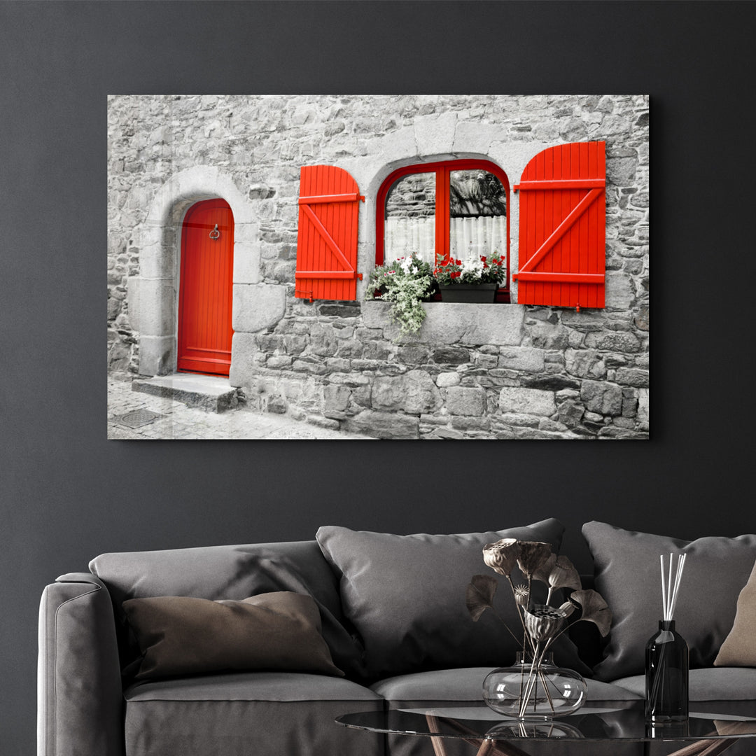 ・"Red Door"・Glass Wall Art - ArtDesigna Glass Printing Wall Art