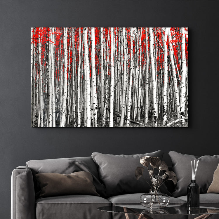 ・"Red Forest"・Glass Wall Art - ArtDesigna Glass Printing Wall Art