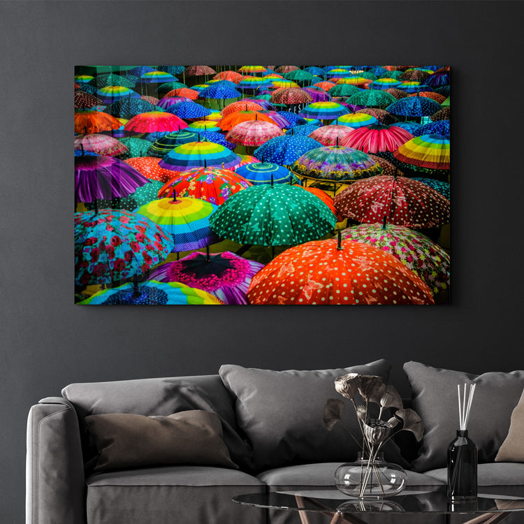 ・"Colorful Umbrellas"・Glass Wall Art - ArtDesigna Glass Printing Wall Art