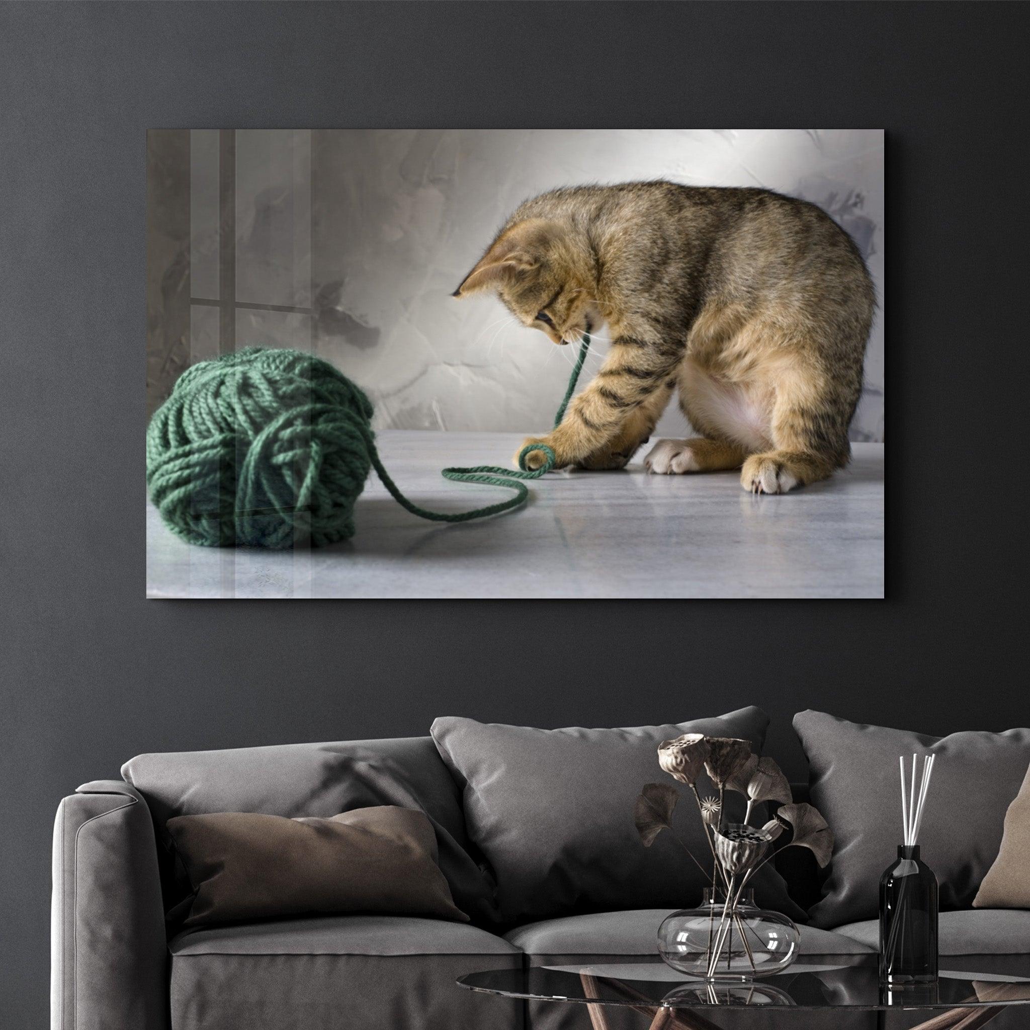 Ball of Wool | Glass Wall Art - Artdesigna