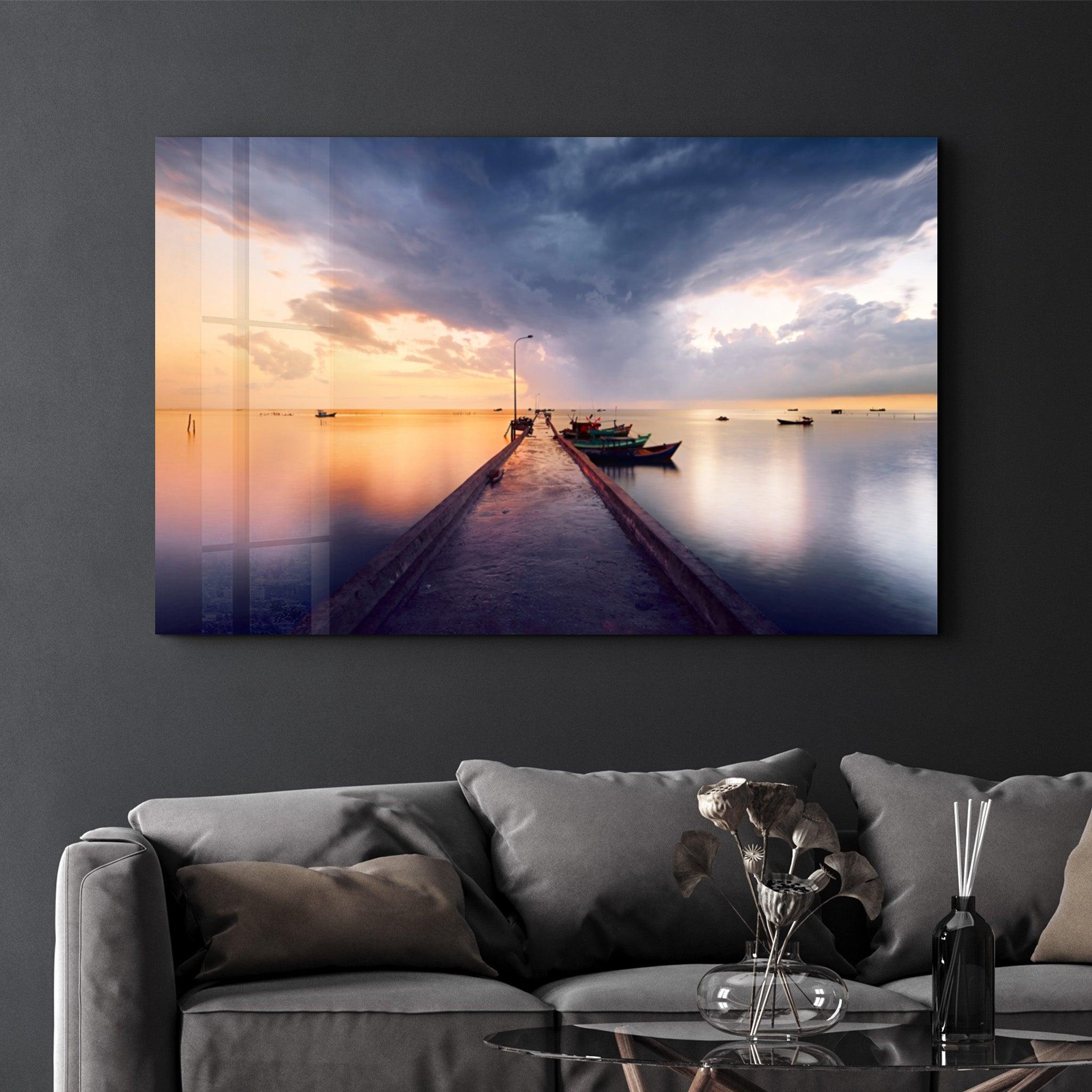 Pier 9 | Glass Wall Art - Artdesigna