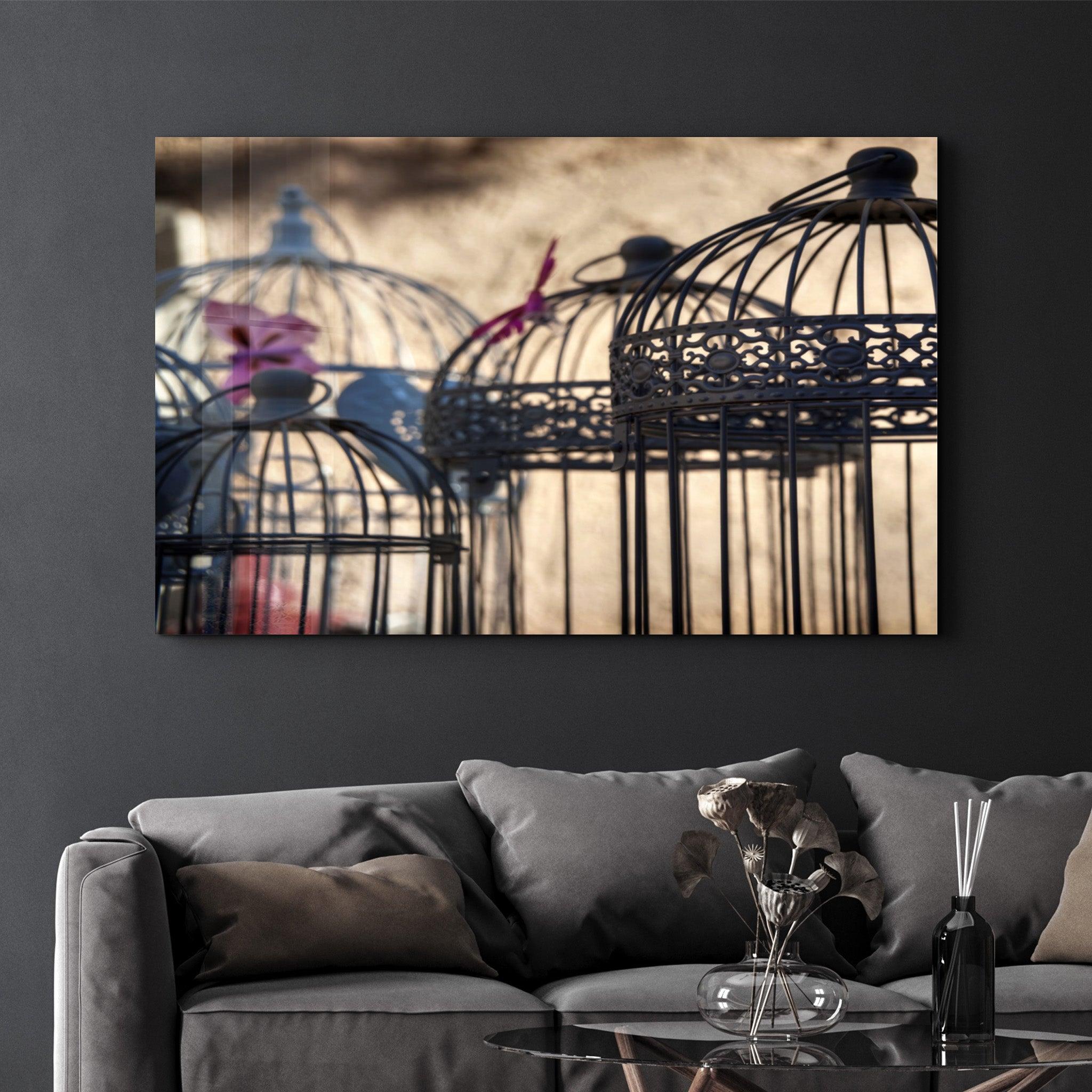 Bird Cage | Glass Wall Art - Artdesigna