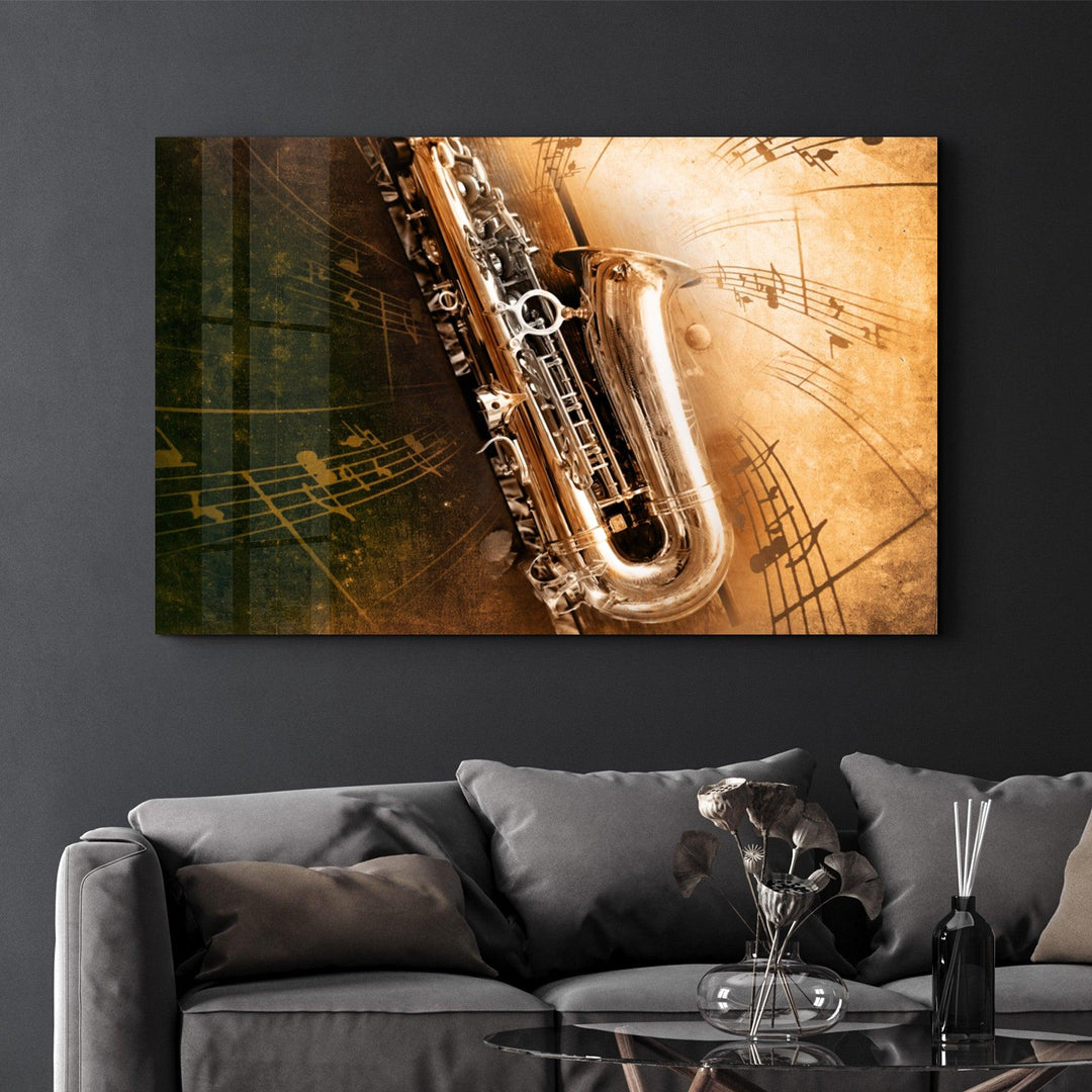・"Music (Saxophone)"・Glass Wall Art - ArtDesigna Glass Printing Wall Art