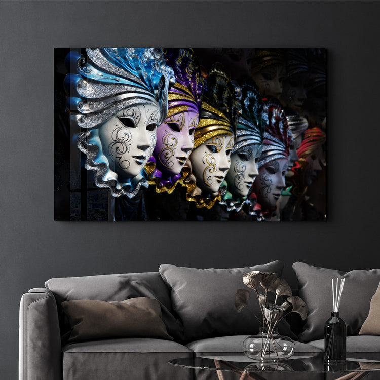 ・"Venetian Carnival Masks"・Glass Wall Art - ArtDesigna Glass Printing Wall Art
