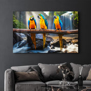 Parrots | Glass Wall Art - Artdesigna