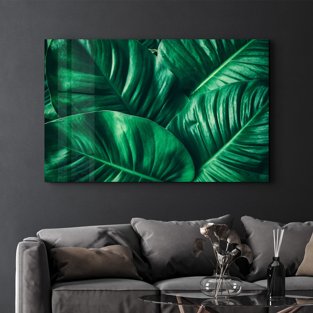 ・"Green Tropical Leaf"・Glass Wall Art - ArtDesigna Glass Printing Wall Art