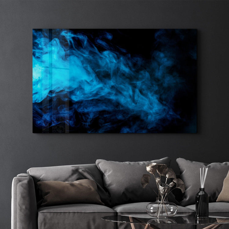 ・"Blue Smoke"・Glass Wall Art - ArtDesigna Glass Printing Wall Art