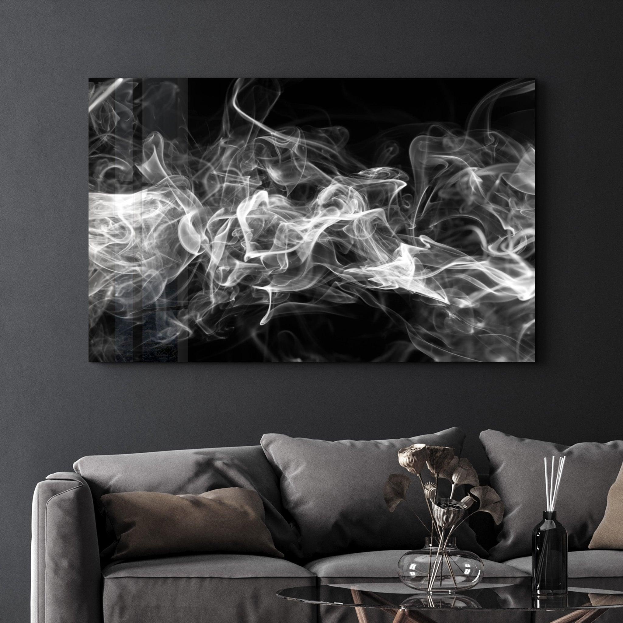 White Smoke | Glass Wall Art - Artdesigna